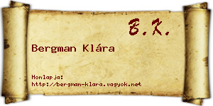Bergman Klára névjegykártya